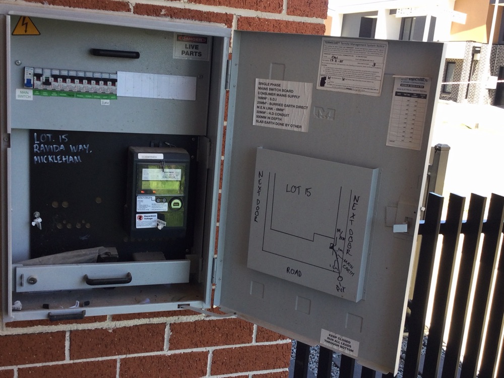 Termite management notice not found in the meter box, found during a pre-handover inspection in Mickleham